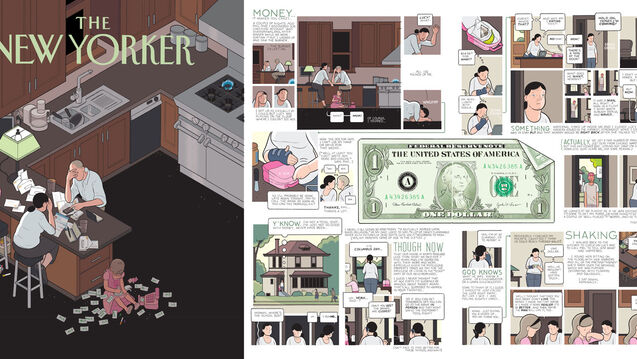 A layout of the magazine The New Yorker about money.