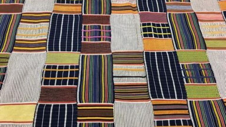 Image of colorful textiles using vertical and horizontal lines