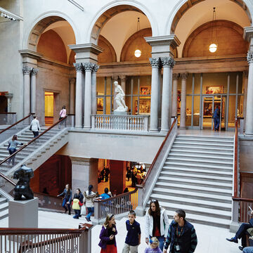 An image of the staircase in the Art Institute of Chicago.
