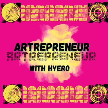 A pink and yellow graphic for the Artrepreneur program.