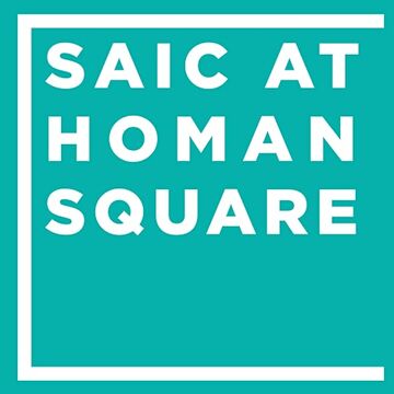 A teal and white logo that says SAIC at Homan Square