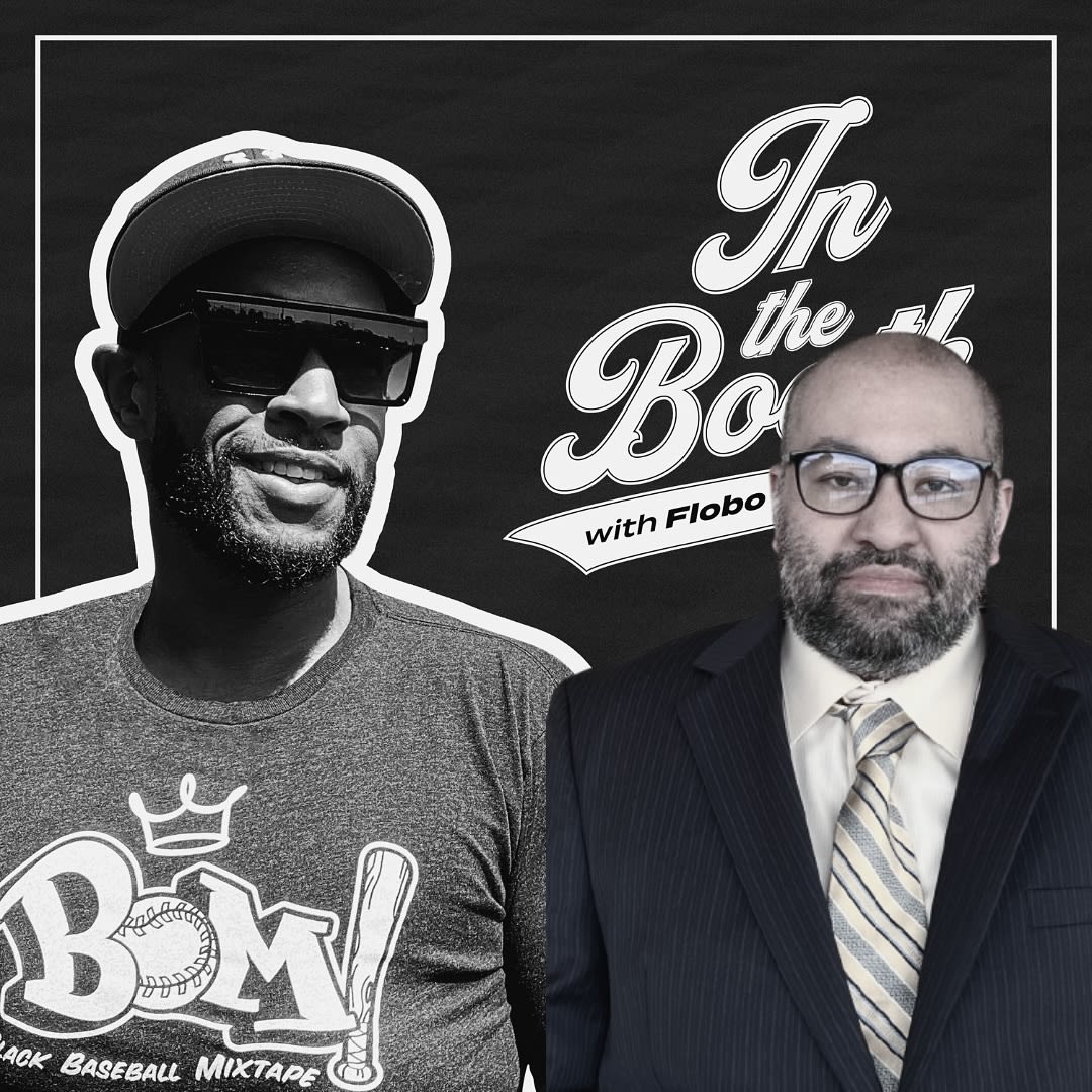 Two men pictured against a podcast logo