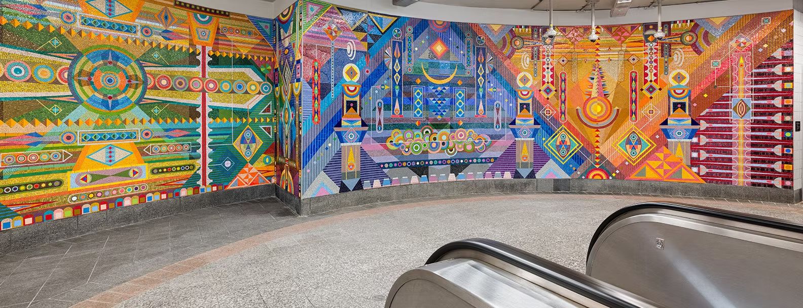 Bright mosaics in a CTA station