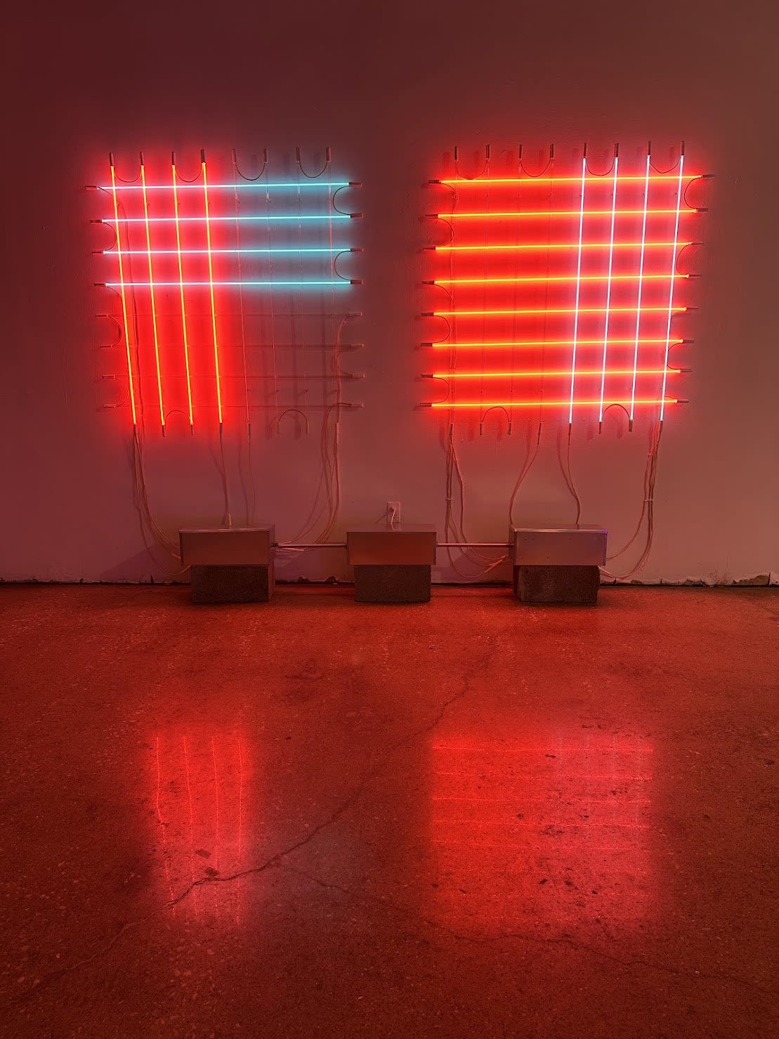 Neon lights in grid patterns