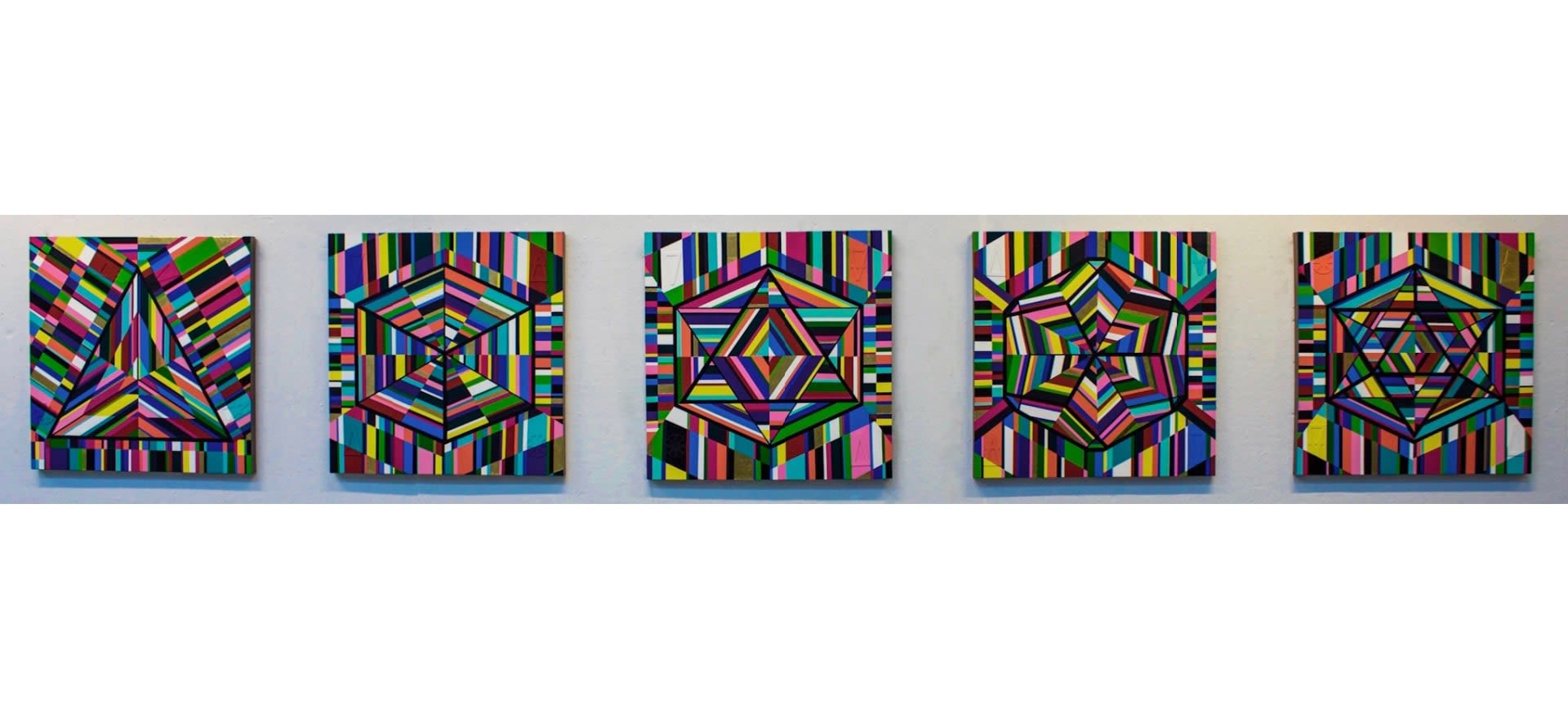 Four bright abstract paintings
