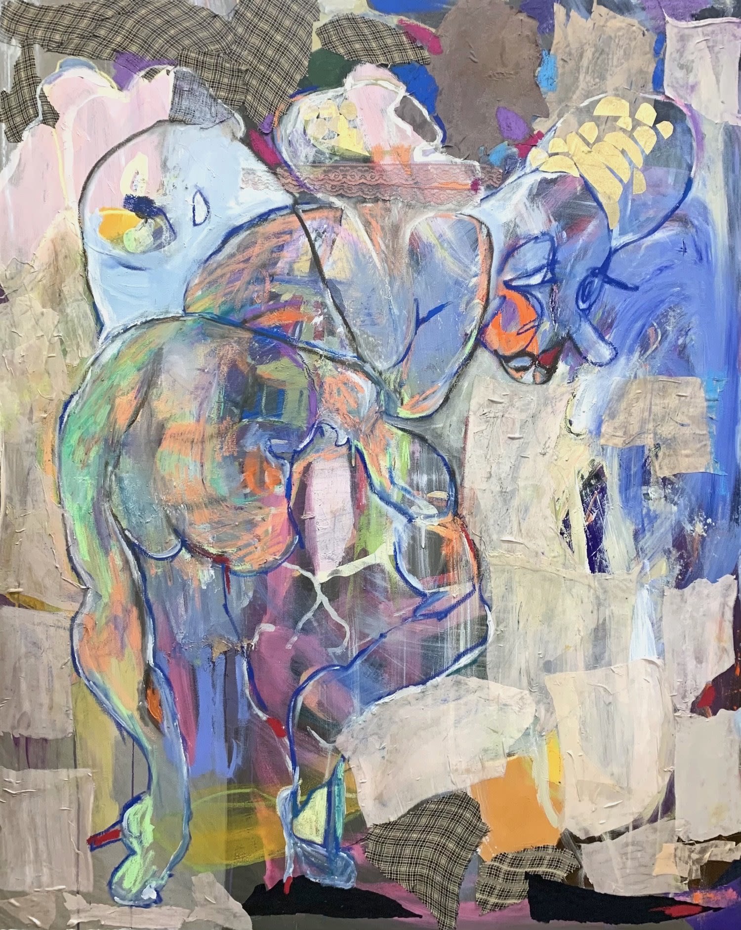 An abstract drawing with bright colors