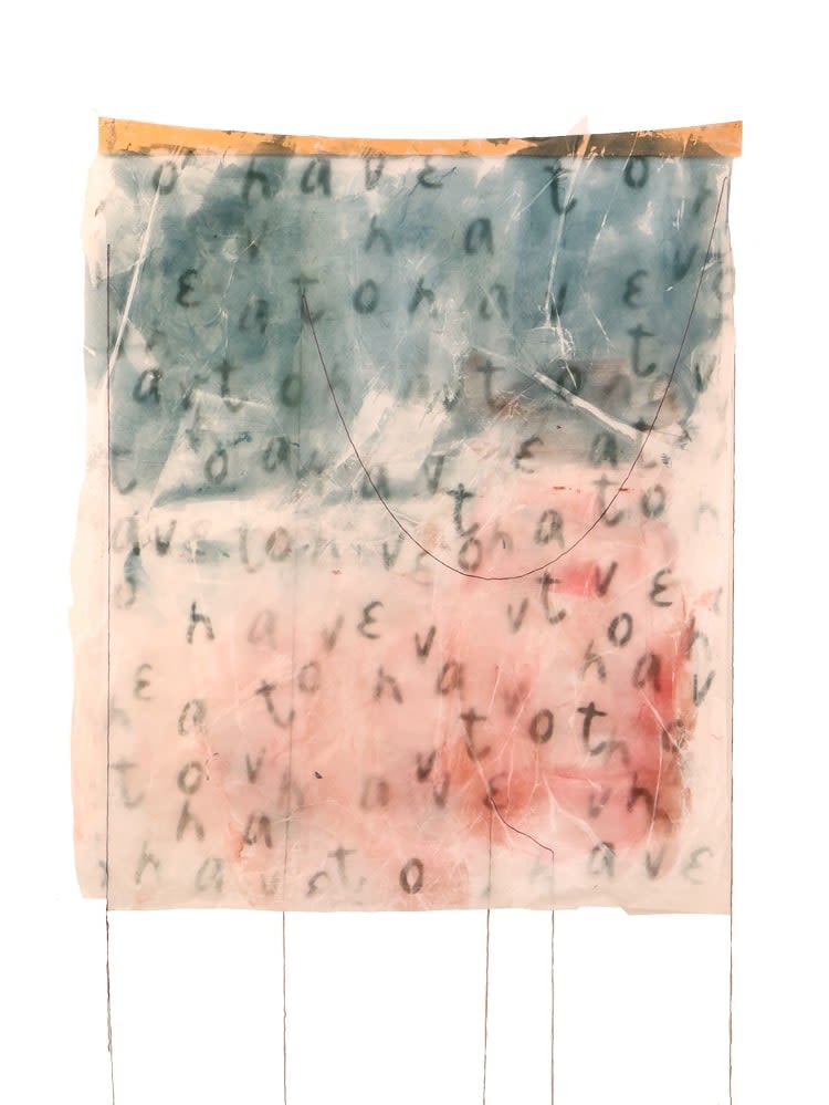 An abstract work with the words "to have" repeated