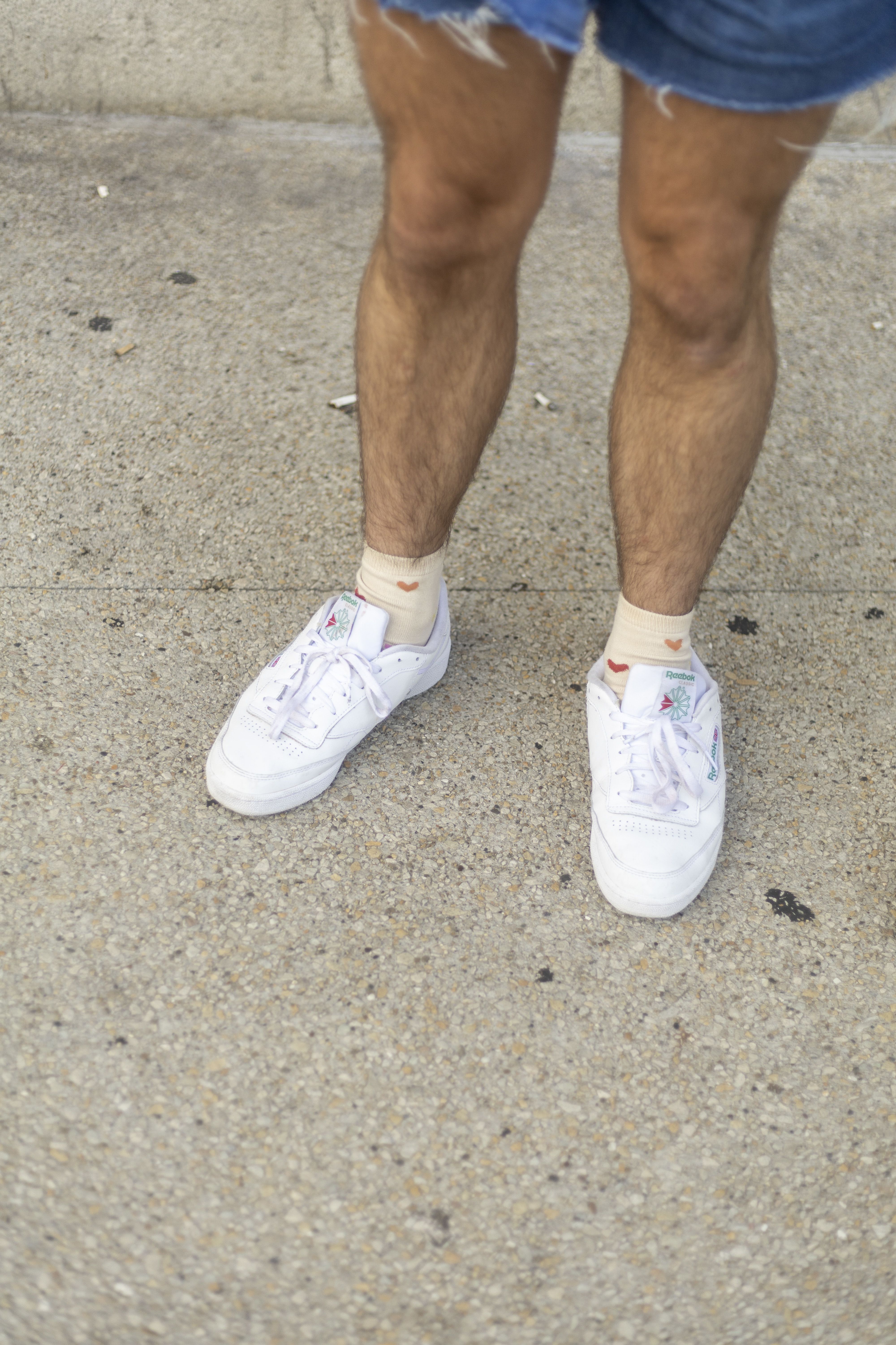 White sneakers with socks