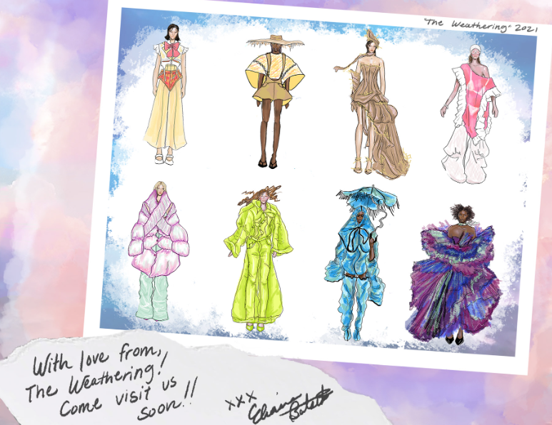 Sketches of fashion designs