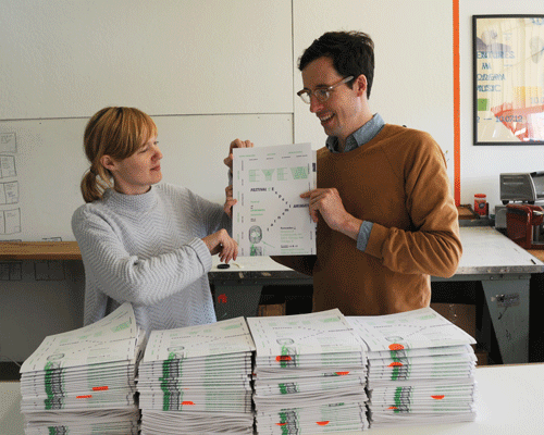 Carre and Stewart showing off an Eyeworks program