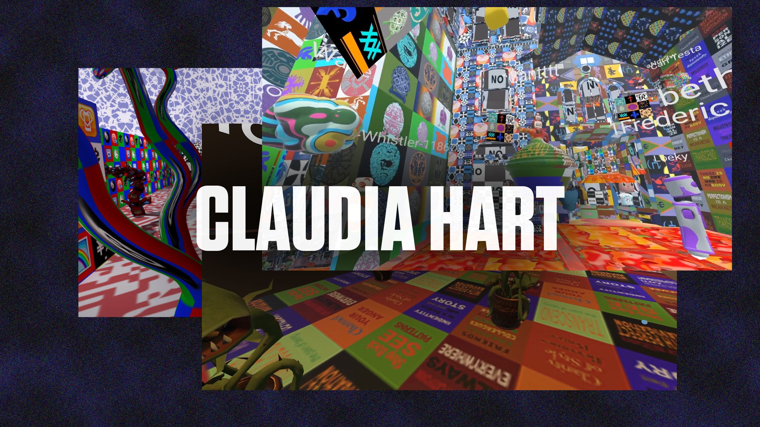 White text spelling our CLAUDIA ART laid in front of overlapping images
