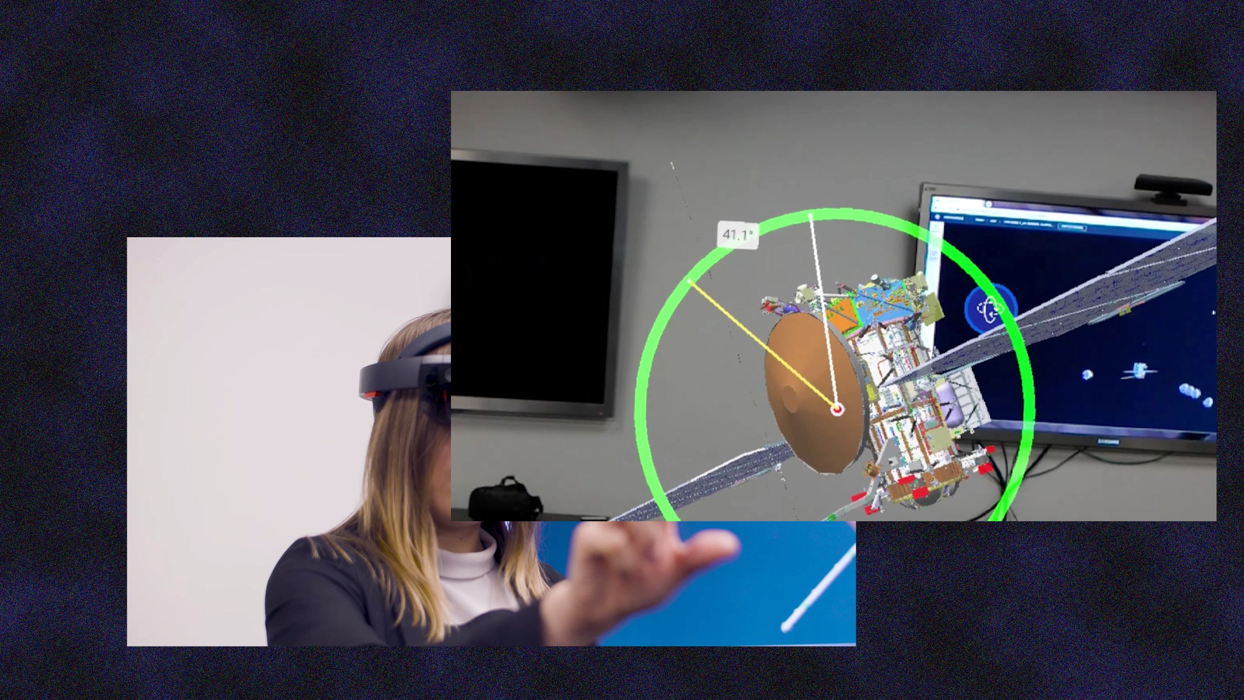 A digital rendering of a satellite