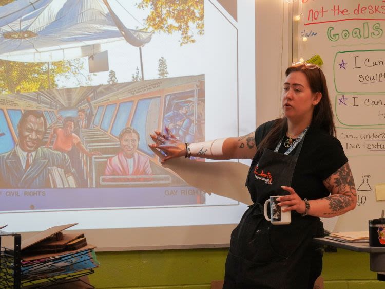 A woman in a classroom
