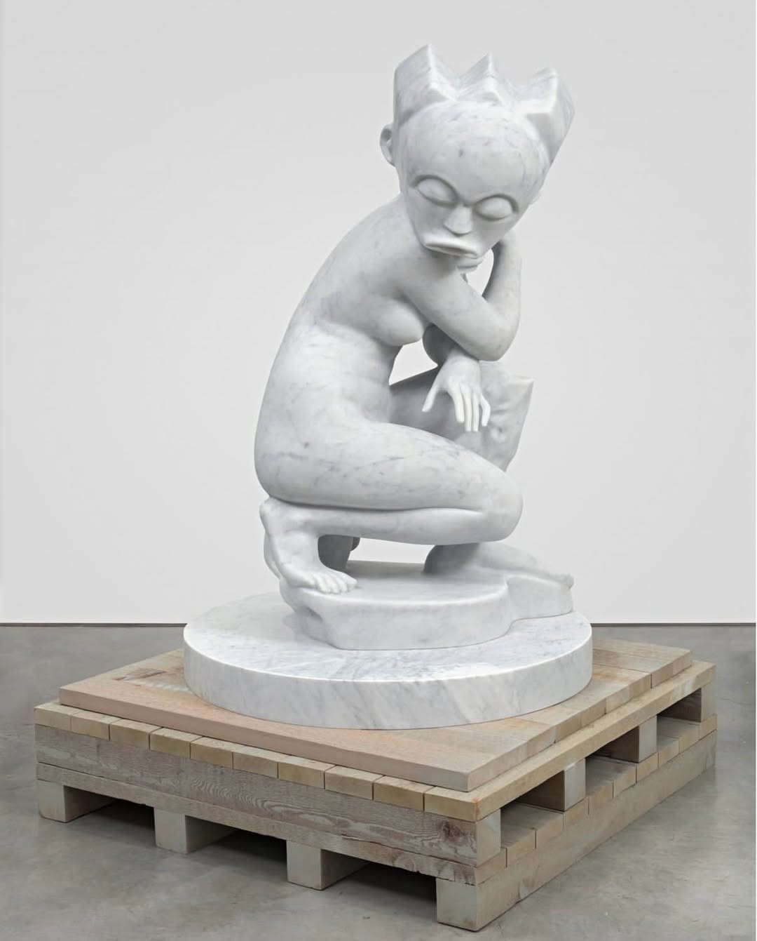 A sculpture of a humanoid form