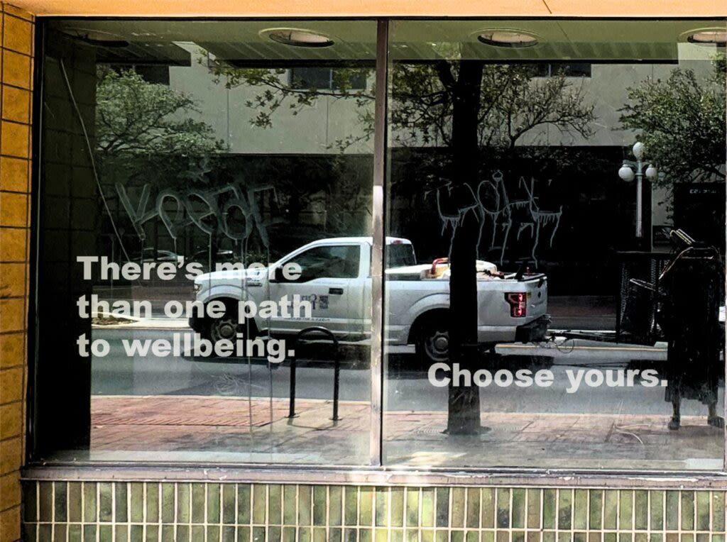 The front windows of a gallery