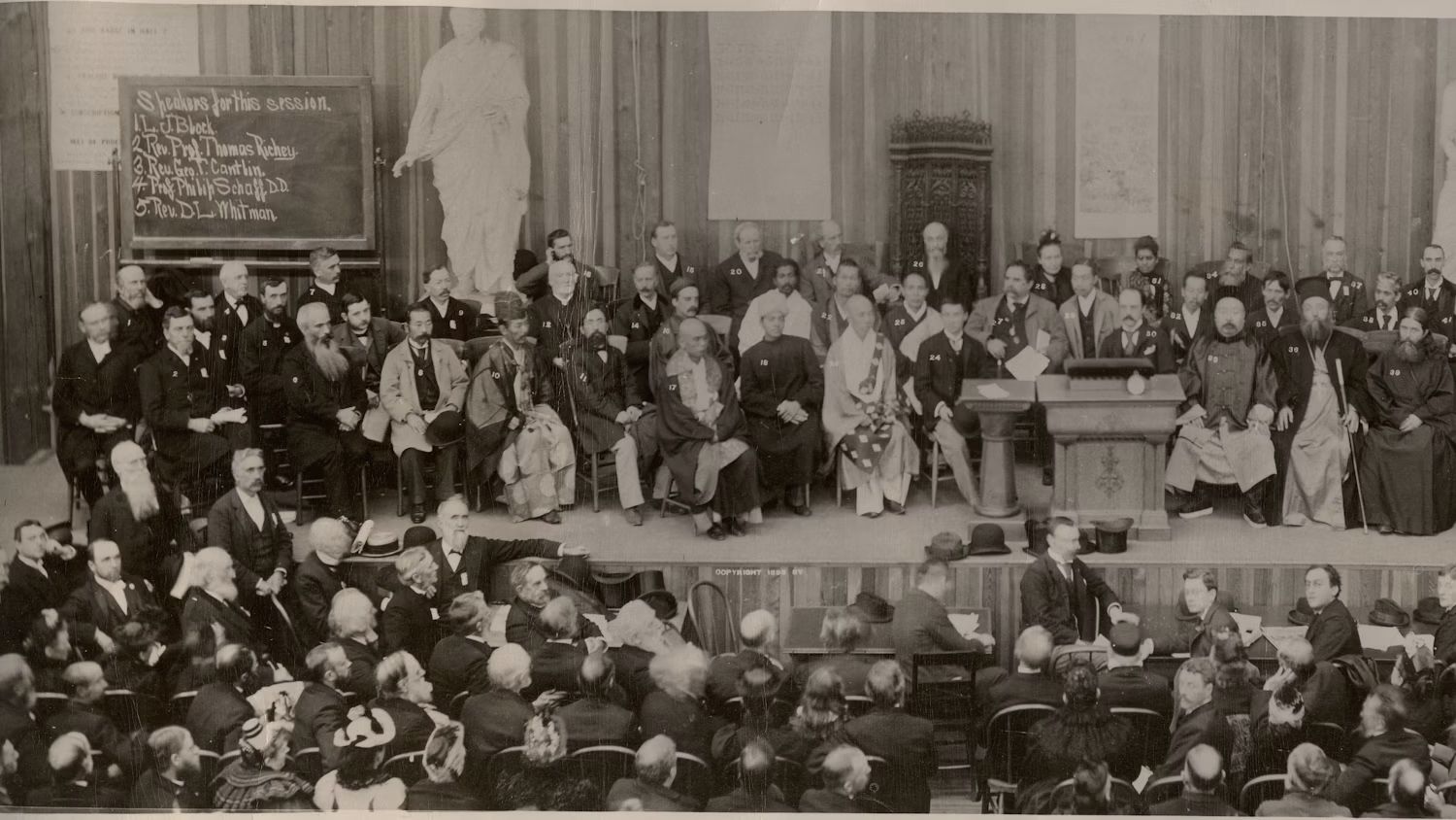 The stage at the World’s Parliament of Religions in 1893.