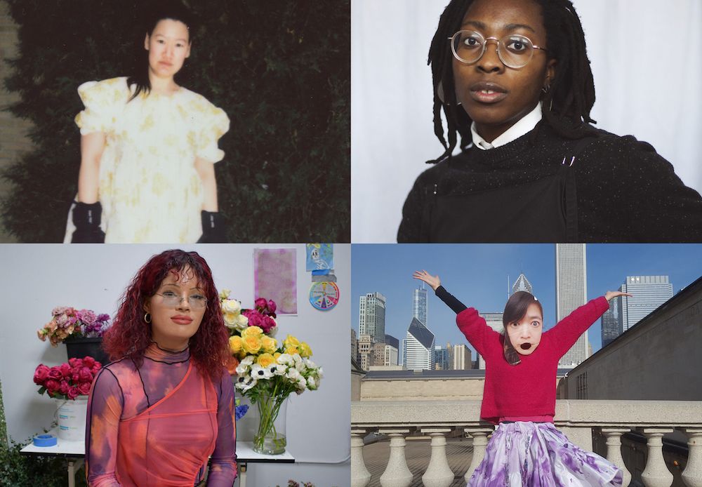 A composite image of four artist portraits
