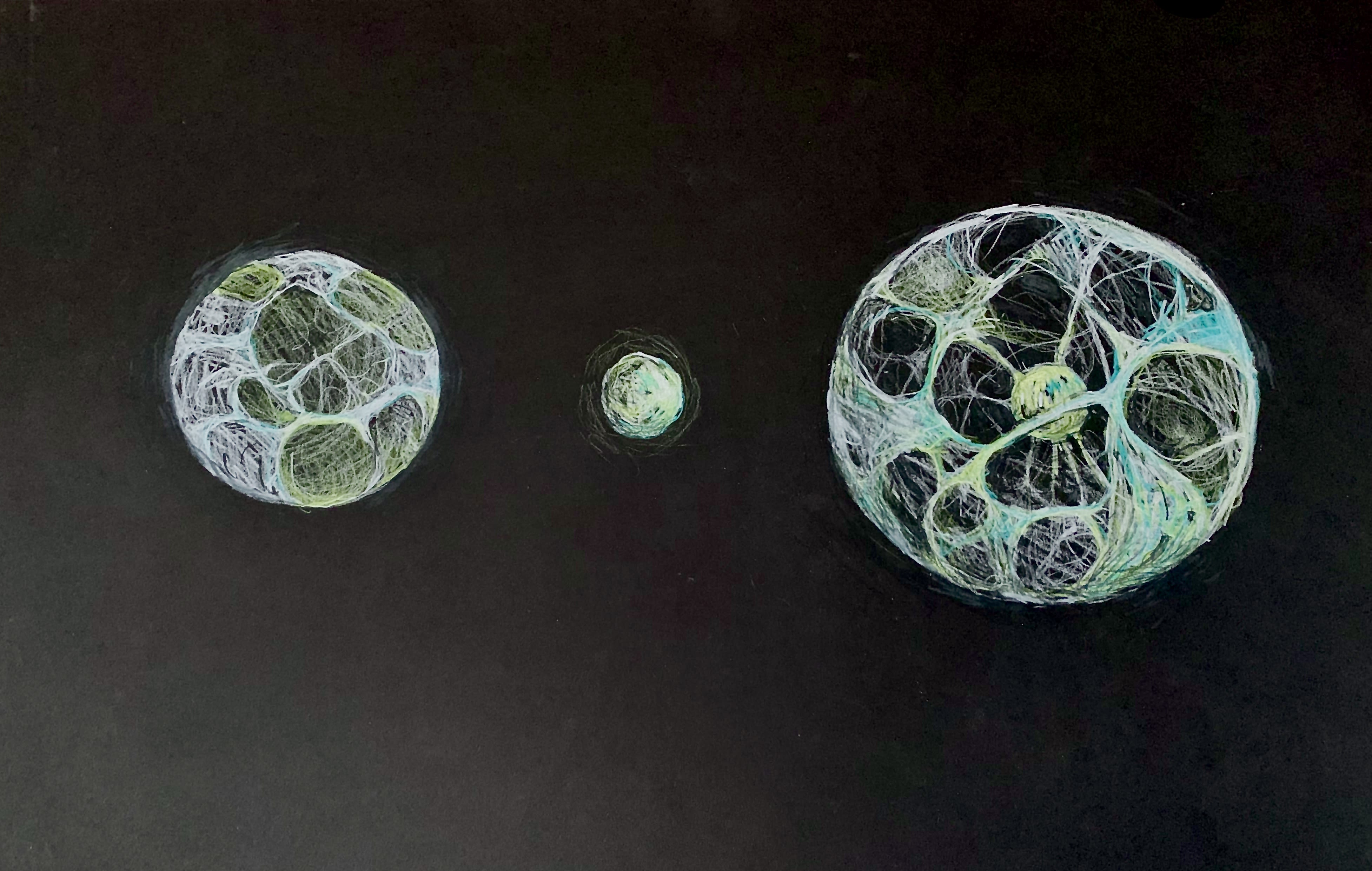 A drawing of planetary shapes