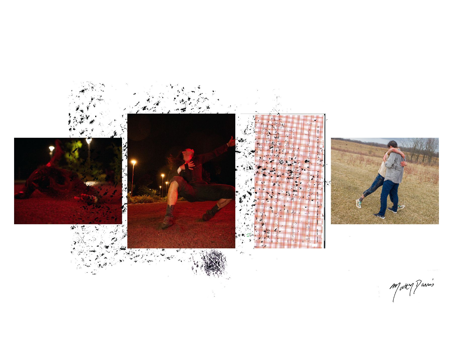 Four photos smudged with black ink