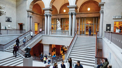 An image of the staircase in the Art Institute of Chicago.