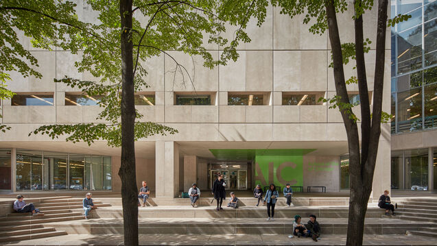 An exterior shot of one of the buildings on the SAIC campus. 
