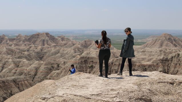 Students looking out at the Badlands