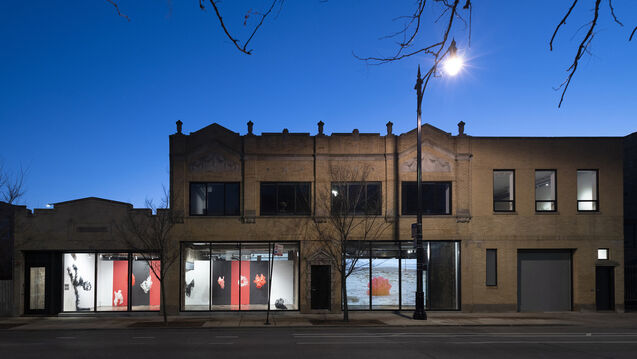 Street view of the Irving Park exhibition space the Facility. 