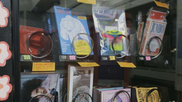 A close-up of offerings at Good Things Vending