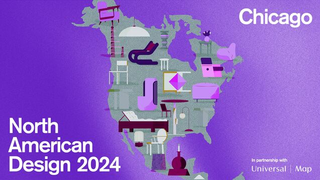 a purple map of a continent with furniture