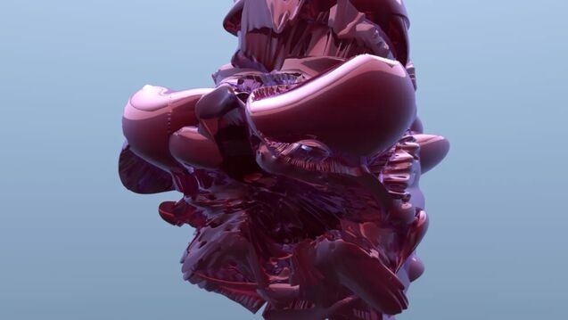 A sculpture of shiny pink balloons