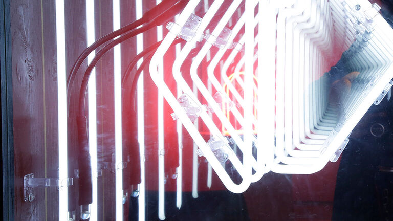 White and red fluorescent lights.