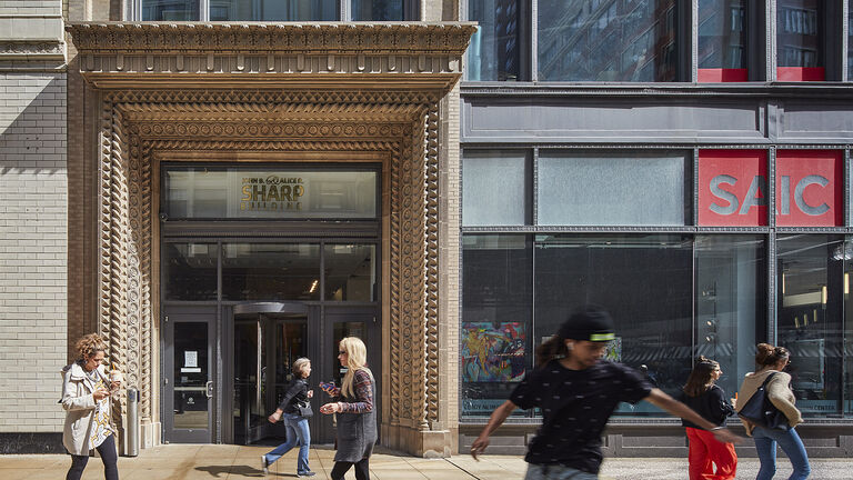 Exterior shot of the SAIC Sharp Building.