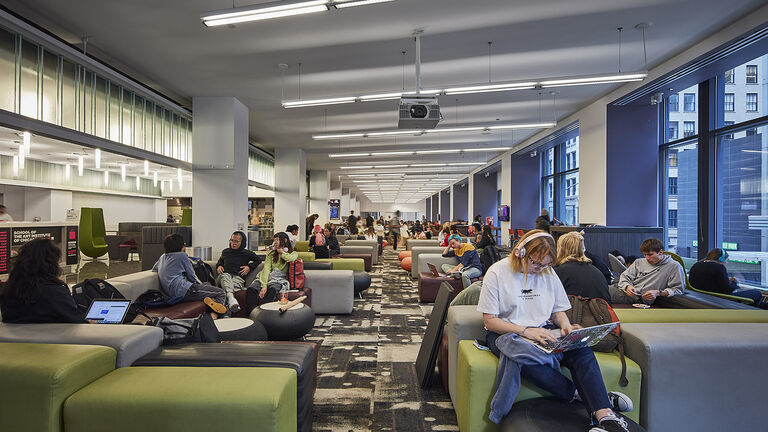 Interior shot of the SAIC Sharp Building.