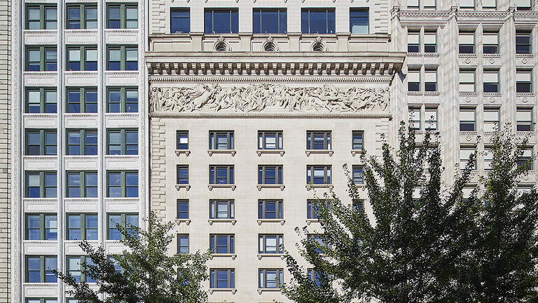 Exterior shot of the SAIC MacLean Center and Lakeview Building.