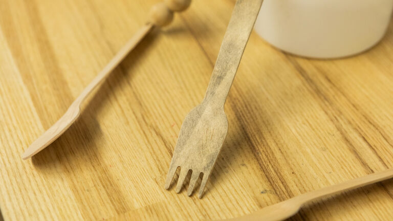 A detailed shot of some wooden utensils. 