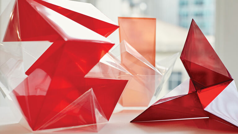 An image of red and clear geometric shapes.