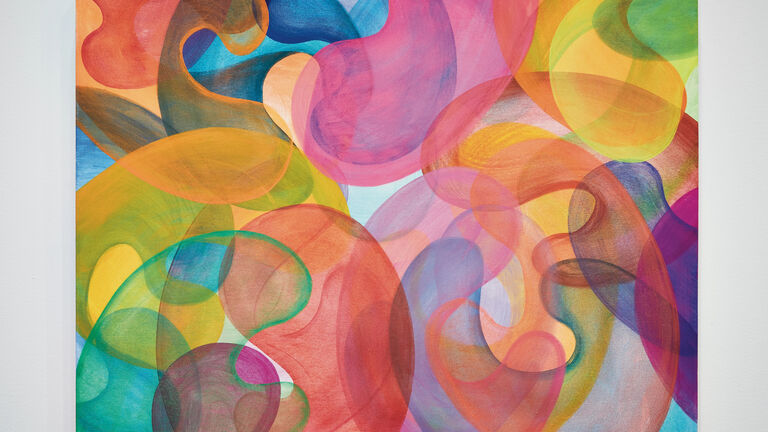 A colorful acrylic painting depicting abstract   
