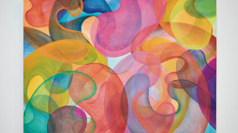 A colorful acrylic painting depicting abstract