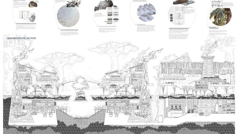An architectural drawing from Rui Wang's project