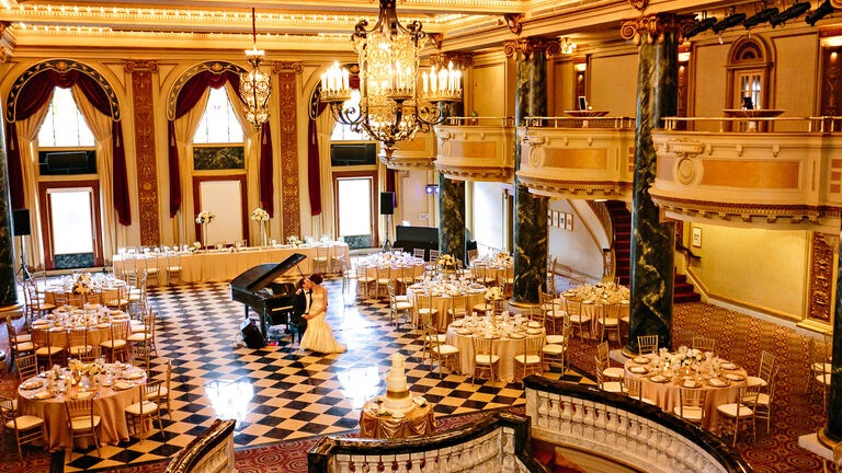 Well-lit and vacant ballroom