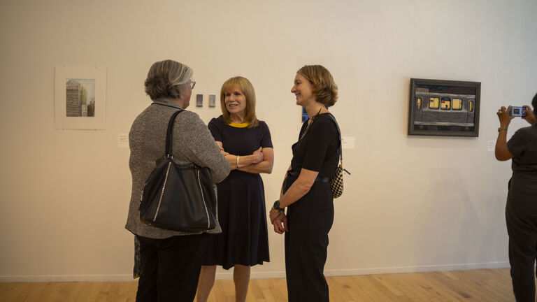 An image from the exhibition opening of “My Chicagos: SAIC Students Honor Georgia O’Keeffe.” 