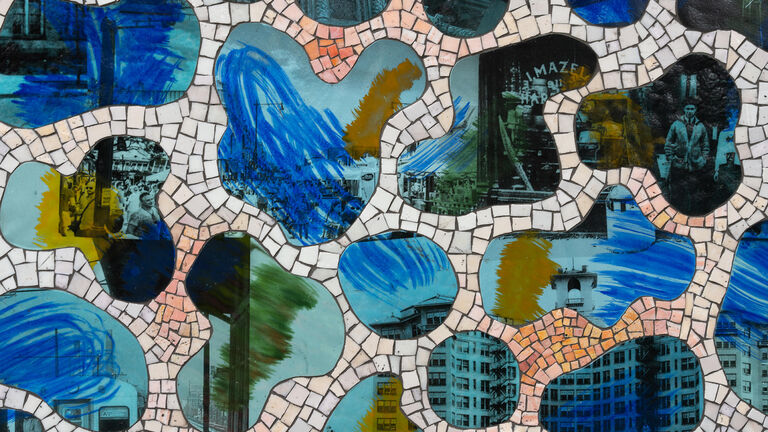 A mosaic with photographs
