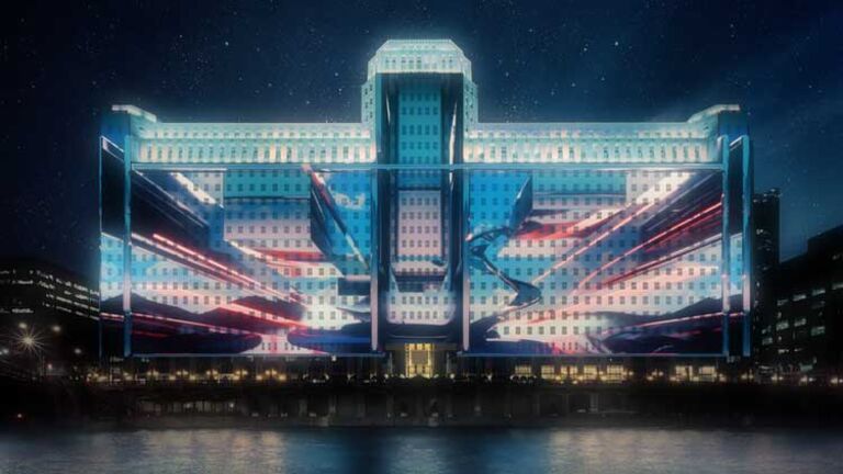 Rendering of imagery that video firm Obscura Digital might project onto the Mart. Art on theMART photo courtesy "Chicago Tribune"