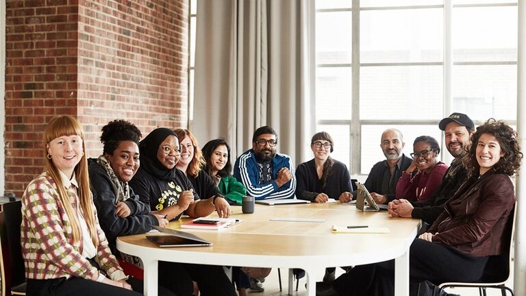 Tereza Ruller, Lo Smith, Kameelah Janan Rasheed, Courtenay Finn, Meghana Karnik, Murtaza Vali, Tina Kukielski, Prem Krishnamurthy, Evelyn Burnett, Dushko Petrovich, Emily Liebert. Photo: Paul Sobota. Courtesy of Front International.