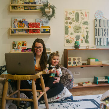 An image of Calderon at work in her daughter’s nursery. 