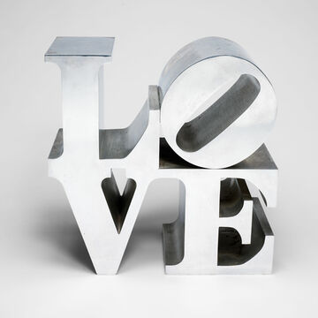 Aluminum sculpture spelling L-O-V-E