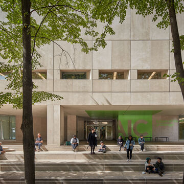 An exterior shot of one of the buildings on the SAIC campus. 