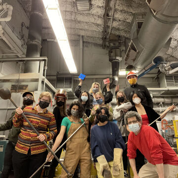 Students posing in the SAIC foundry