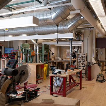 Wide shot of the Sullivan fabrication studio 