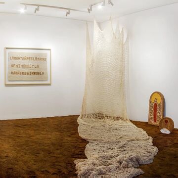 A photo of an art installation by SAIC Fiber & Material Studies student Gabriela Estrada Loochkartt